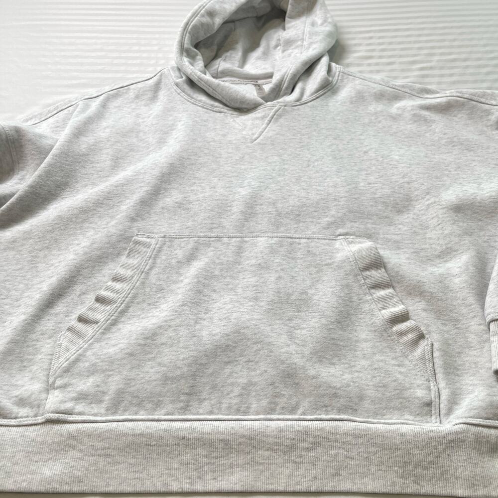 Calvin Klein Performance Gray Pullover Hoodie XL Oversize Crop Fleece Sweatshirt - Picture 2 of 7